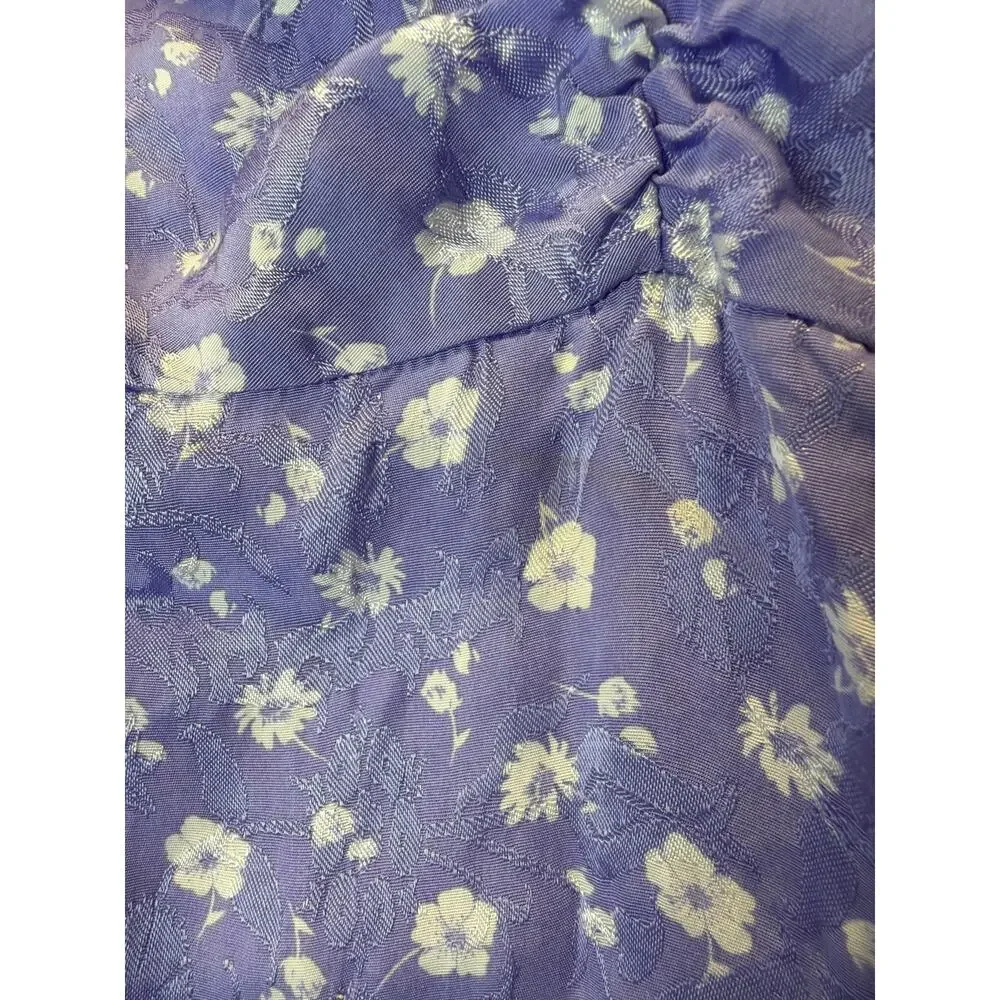 Free People Size 0 Lavender Floral Cottagecore Puff Sleeve Mini Dres